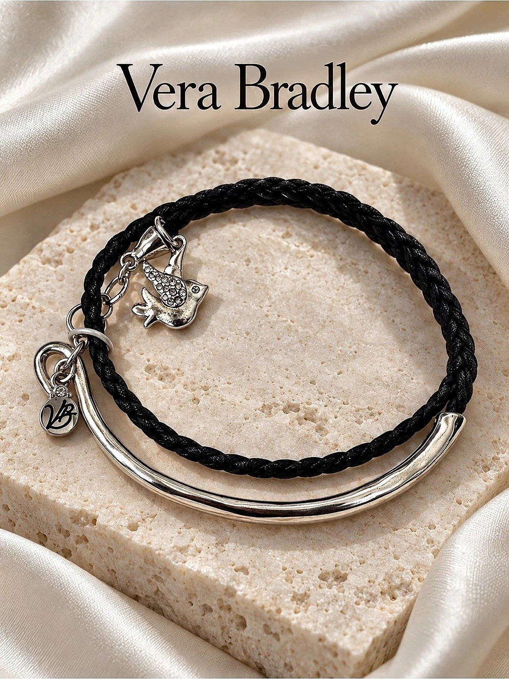 Vera Bradley Free Spirit Bird Bracelet Black & Silver 247